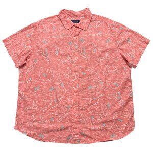 Vineyard Vines Shirt Mens Size 2XB Short Sleeve Button Island Map Pink